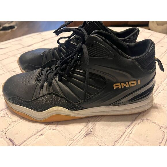 And1 Men\'s Size 10.5 Capital Basketball Shoe Black Faux Leather Athletic Sneaker main image 9
